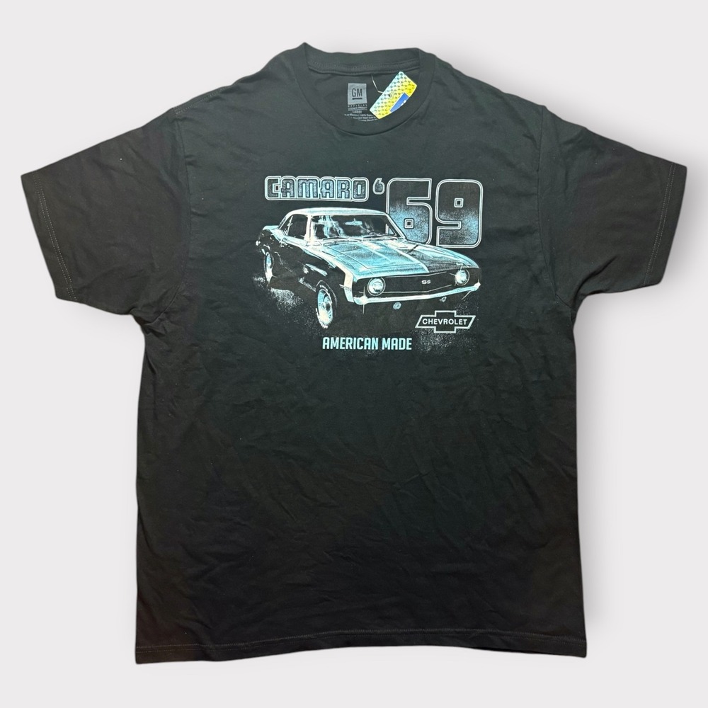GM Official Licensed Chevrolet Camaro 69 American Made Graphic T-Shirt Black L‎